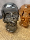 Lot Of 4 Skull Glass  Head Amber Green Gray Black Mannequin Goth  Decor 6  New