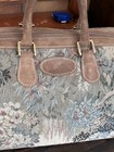 Vtg French Luggage Rose Floral Tapestry  Cosmetic Train Case Purse Bag Carry On