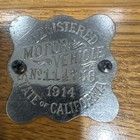 California Registered Motor Vehicle Badges 1914 1916 1918 On Wood Plaque