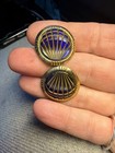F261 Vintage Gold Tone Blue Filling Round Men s Cuff Links -
