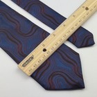 Maruvin Italian Hand Made Silk Necktie Blue Burgundy Wavy Abstract Pattern 3528