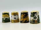 4 Vintage Cloisonn   Style Enameled Thimbles Brightly Colored