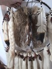 Vintage Dream Catcher Native American Real Fur Wool Feathers Beaded Large 24 In