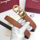 Ferragamo Women s Belt 2 5cm 0 98in Authentic Gancini Brown