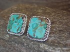 Native American Sterling Silver   Turquoise Post Earrings - Larry