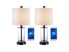 Jonathan Y Abner Glass Modern Contemporary Usb Charging Led Table Lamp 2pcs Chro
