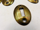 Salvage Lot Of 5 Antique Oval Shape Brass Door Lock Eschutcheons 1-5 8  X 1-1 4 