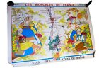 Vintage 1970s Poster France Wine Vino Map Vineyard Grape Valence Avignon
