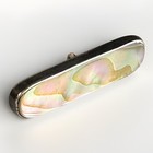 Vintage Abalone Shell Button  Sterling Silver Setting  Oblong Shape