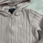 Polo Ralph Lauren Pink Long Sleeve Cable Knit Full Zip Hoodie Girls Size M  8-10