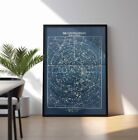 Vintage 1900s Star Constellations Map   Antique Astronomy Poster