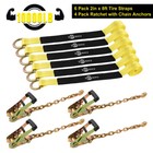 6 Pack Car Tie Down Straps Heavy Duty 10 000 Lbs For Trailers Wheel Tow Ratchet