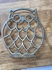 Vintage Brass Owl Footed Trivet Mid Century Modern Kitchen