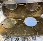Antique Wire Rim Eyeglasses Lot 2 Pair Cable Temple Round Vintage W Case