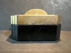 Vintage 1950s Hickok Hard Plastic Liberty Bell Trinket Box Gold   Black