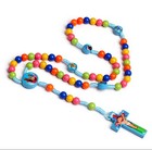 Children   s Prayer Rosary Blue Cross Safe Prayer Beads On Knotted Weave 15   cord
