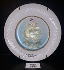 Paradise Island Bahamas Souvenir Plate Shell Carved Clipper Ship Porcelain