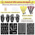 126 Pcs Temporary Tattoos Stencils Kit temporary Tattoos Kit - 6 Pcs 2 Color    
