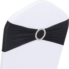 50 Pack Spandex Chair Sashes Stretch Bands With Buckle Black Wedding Banquet