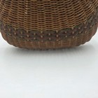 Vintage Farmhouse Rustic Pocket Basket  Beige W green burgundy Stripes  Wicker  