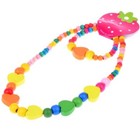 Newest Cute Girls Pink Heart Wood Beads Kids Necklace Bracelet Jewelry Set Gift