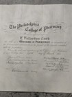 Old Rare Historical 1918 Phila College Of Pharmacy E Fullerton Cook Certificate
