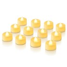  Tea Lights With Timer  6h Timer 12 Pack Flat Edge  Warm White Glow  Ivory Base
