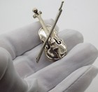 Vintage Italian Handmade Genuine Sterling Silver Violin And Bow Figurine Tuscany