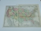 1903 Antique United States Map Color Lithograph Railroads Rivers Borders Detail