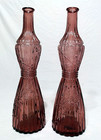 Vintage Pair Of Amethyst Glass Elegant Decorative Floral Bottles 15-1 4  Tall