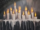 Light Up Spooky Gothic Dripping Candles Framed Wall Art Halloween 31x23 Viral Ht