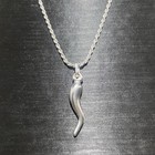 Solid Silver Italian Horn And Chain Necklace Set