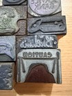 Letterpress Printing Blocks Advertising Logo Cuts Metal   Wood Lot Of 9 Vintage