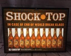 Shock Top Beer Lighted Sign Belgian White In Case Of End Of World Break Glass