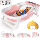 Foldable Baby Bath Tub Collapsible Infant Shower Bathtub With Thermometer   Cap
