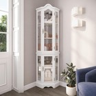 Lighted 3-side Glass Display Curio Cabinet W  Tempered Glass Doors And Shelve   
