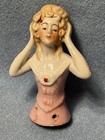 Vintage Antique Japan 3 5  Half Doll - Lady Figurine  Pin Cushion Topper