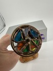 Vtg Windseye Studio Glass Brass   Copper Kaleidoscope On Stand With Box