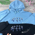 Magical Moving Castle Embroidered Hoodie  Cute Fire Spirit And Young Witch Shirt