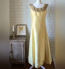 Vintage 1960s Pale Yellow Silk Beaded Gown  Lou Lattimore  Dallas  Formal  4