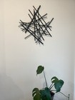 Mid-century Modern Geometric Metal Wall Art   Abstract Rod Grid 24 5    X 25 5   