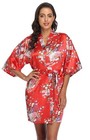 Women Floral Satin Kimono Robes Short Bridesmaid Robe For Getting Ready Weddi   