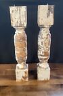 Vtg Newel Post Porch Thick Column Wood Architectural Salvage Craft 15 1 2  Tall