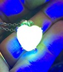 Silver Vaseline Uranium Glass  Pendant Necklace Heart