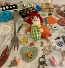 Vintage To Modern Jewelry Clown Barbie Charms Trinkets Junk Drawer Art Lot