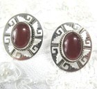 All Sterling Silver Handmade Western Pierced Carnelian Earrings 20 6gr Mexico