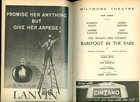 Barefoot In The Park May 1964 Broadway Playbill Robert Redford Neil Simon