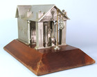 Texaco 1920 s Era Gas Station Pewter Replica On Wood Base Vintage Dealer Award