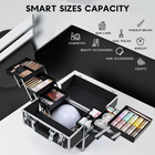 Joligrace Makeup Train Case Large Cosmetic Box 6 Trays Makeup Organizer Case
