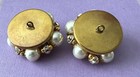 Pair Of Large Fancy Vintage Pearl  Rhinestone   Gold Chain Buttons
